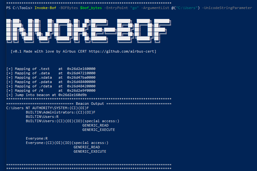 running the BOF using -UnicodingStringParameter switch