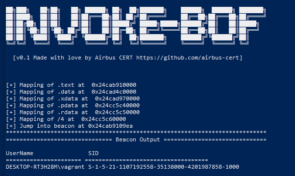 Running the whoami BOF file